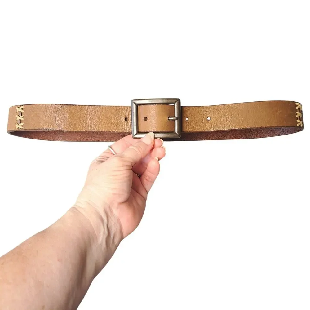 Dockers Full Grain Leather Belt MENS Size M BrownStitch Designs 29-32W Western